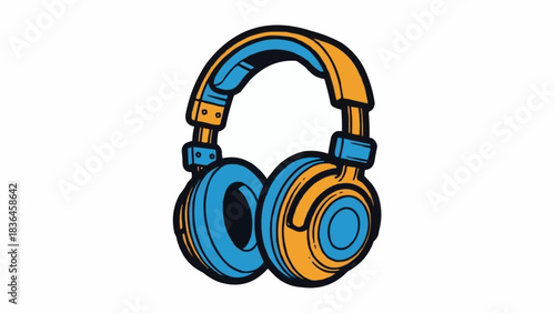 Vibrant Blue and Orange Over-Ear Headphones for Music Listening.