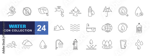 collection of water icons, editable stroke.	