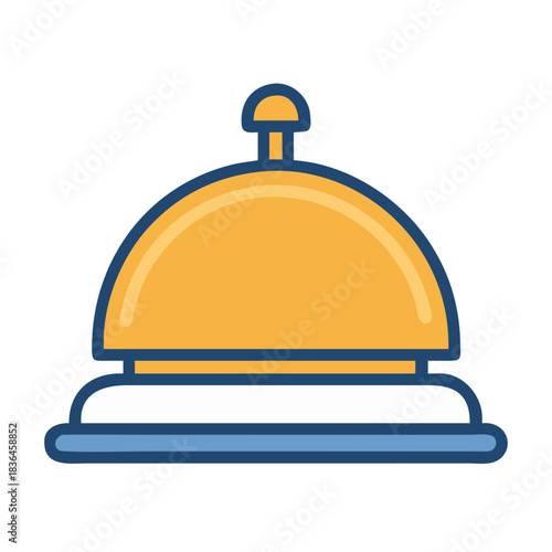 Stylized Gold Reception Bell against Dark Backdrop Stock Image