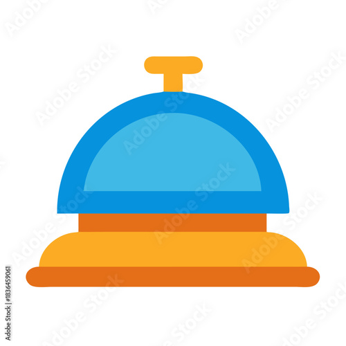 Simple flat illustration of blue and yellow service bell