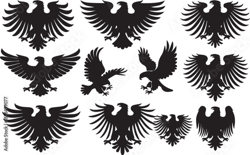 Flying Falcon for logo black & white Illustrator Artwork