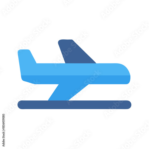 Flat vector airplane icon on black background for travel