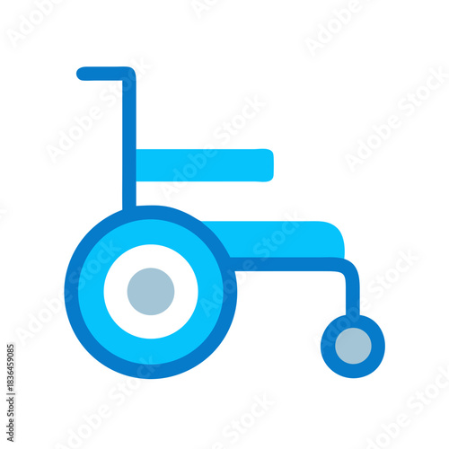 Blue wheelchair isolated on black background in simple style