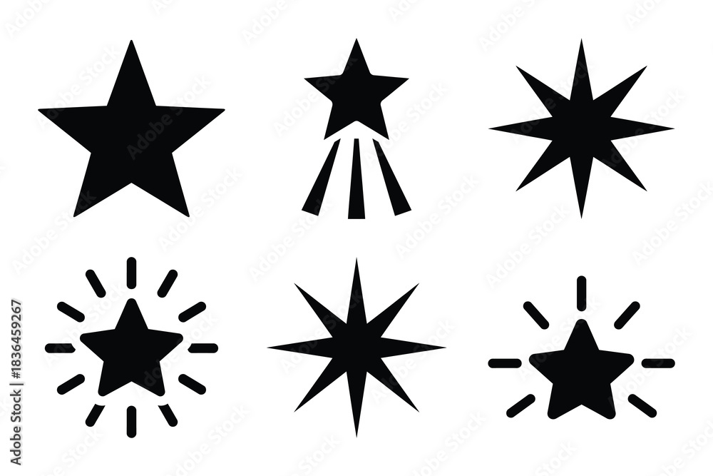 Obraz premium Christmas star light icon set. Vector illustration of silhouette icons.
