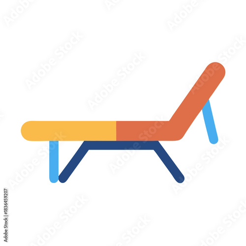 Minimalist deck chair illustration in flat style on black