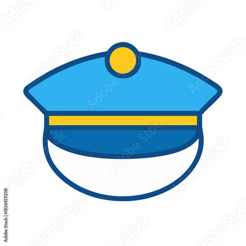 Blue and yellow peaked cap isolated on black background