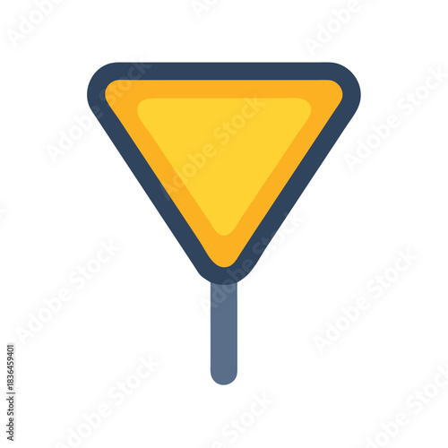 Minimalist yellow yield road sign graphic on black background