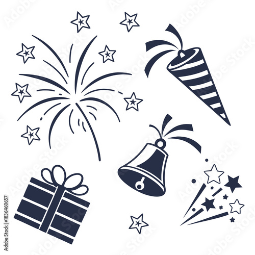 set of christmas elements