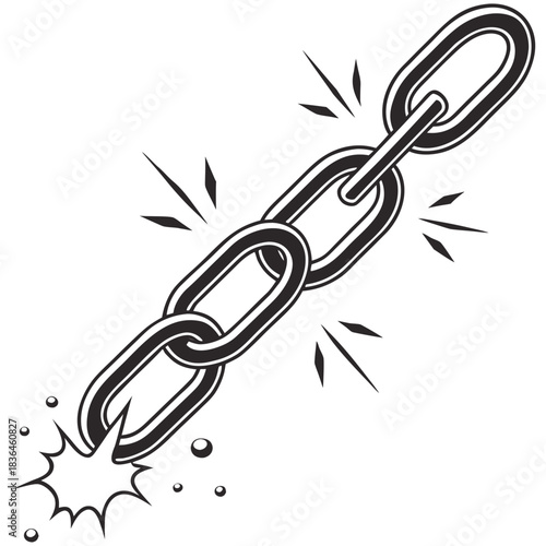 Broken chain silhouette vector illustration