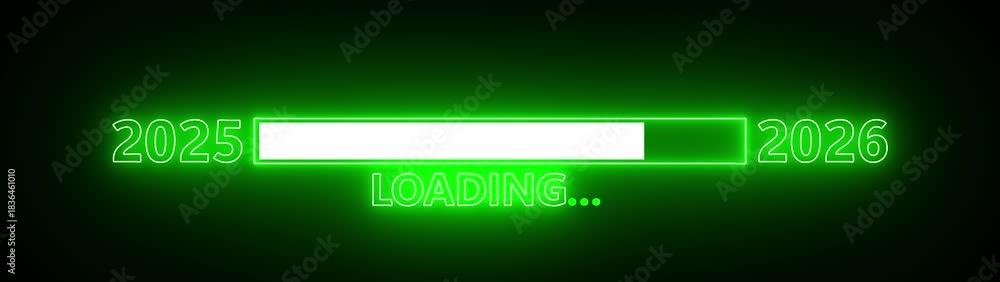 Neon loading bar progress from 2025 to 2026 new year concept animation ...