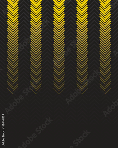 Sports jersey design template with abstract yellow chevron stripes pattern