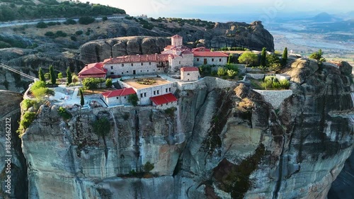 View of Meteora with Eastern Orthodox monasteries, a rock formation in the regional unit of Trikala, in Thessaly, in northwestern Greece, UNESCO World Heritage Site
