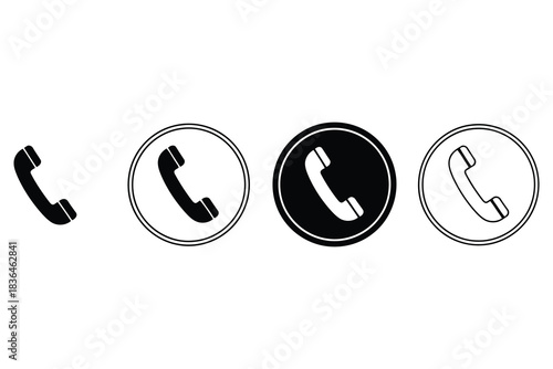 Collection of four telephone receiver icons in various styles and sizes