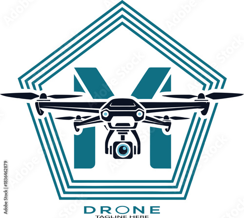 Drone illustration with camera vector graphics innovative aerial technology modern design