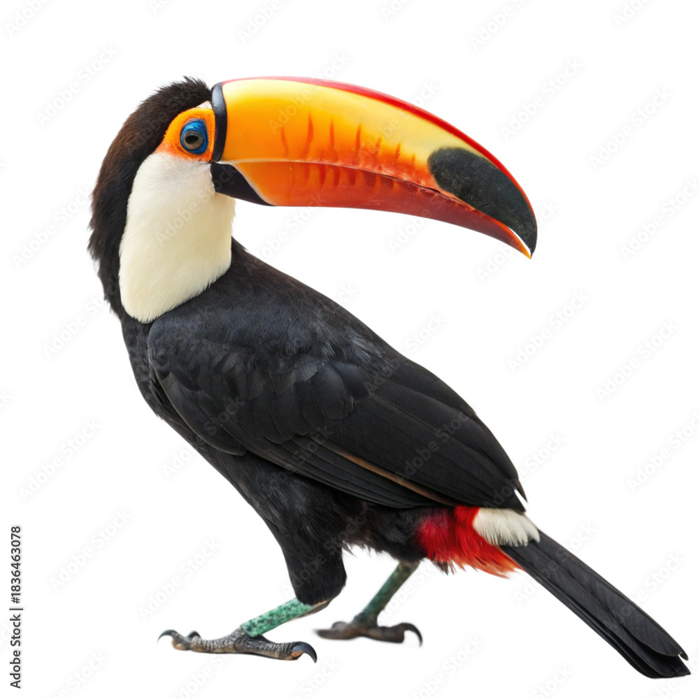 Obraz premium Toucan Bird Standing Isolated on White Background