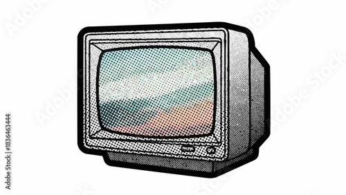 Vintage Television Set with Static Screen Display.