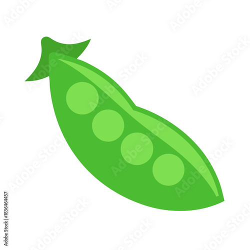 Green Pea Pod Illustration with Peas on white background