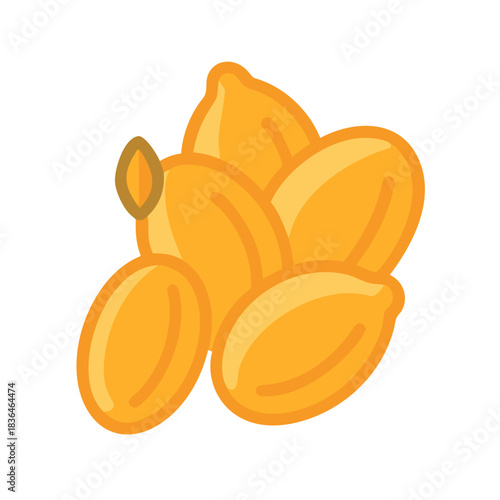 Pile of yellow peanuts isolated on white background illustration