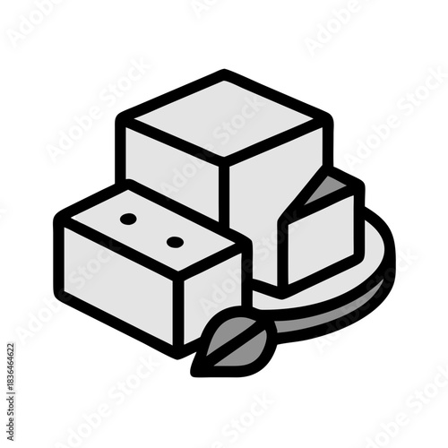 Isometric sugar cubes on plate against a white background