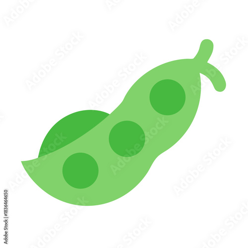 Minimalist Green Pea Pod Illustration on white background