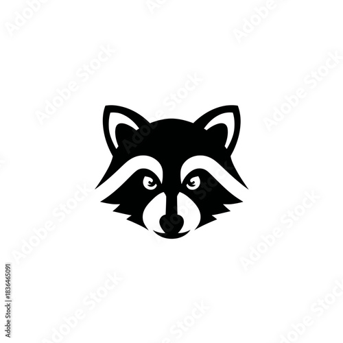 Black and white raccoon head illustration design for various applications