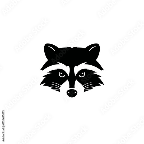 Black and white raccoon face logo design vector illustration