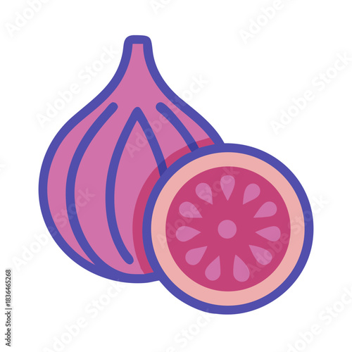 Vibrant fig illustration showcasing freshness and minimalist design elements