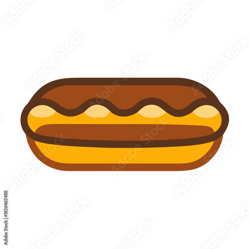Simple flat vector illustration of a chocolate eclair