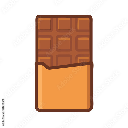 Graphic chocolate bar with wrapper on white background artwork