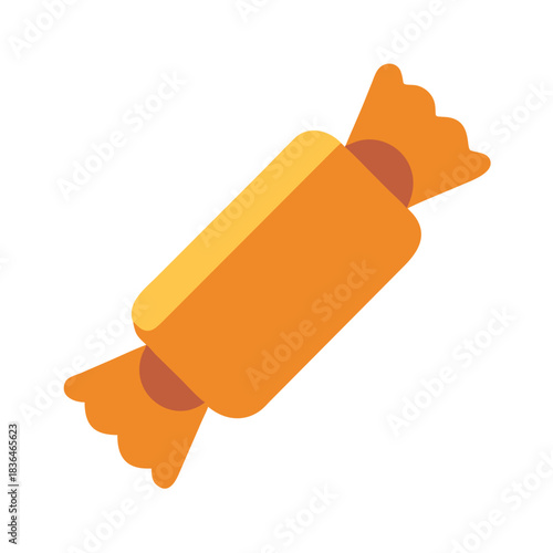 Flat Vector Illustration of a Wrapped Candy Against Black