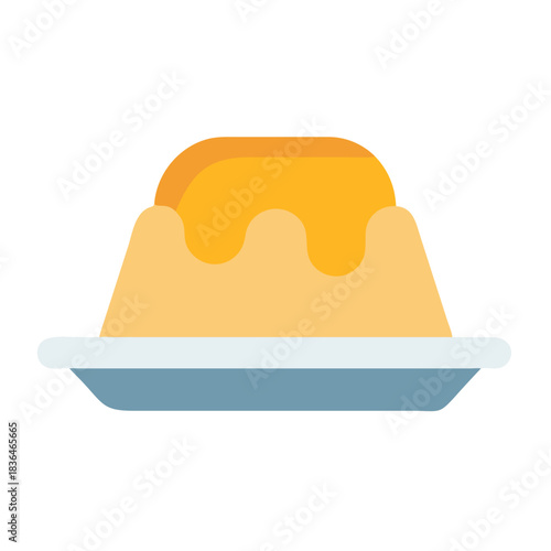 Simple Jelly pudding dessert illustration with soft shadow effect