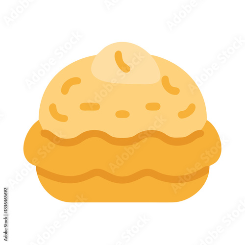 Flat design cream puff pastry illustration on white background