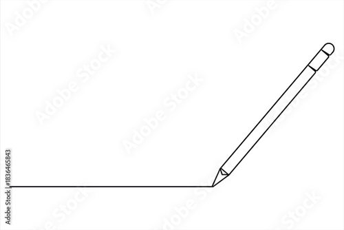 Continuous one line art drawing of wooden pencil for writing. Back to school education hand drawn vector illustration