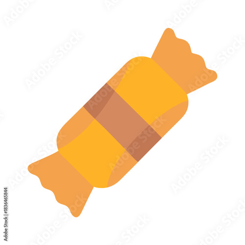 Single wrapped caramel candy illustration against a white background