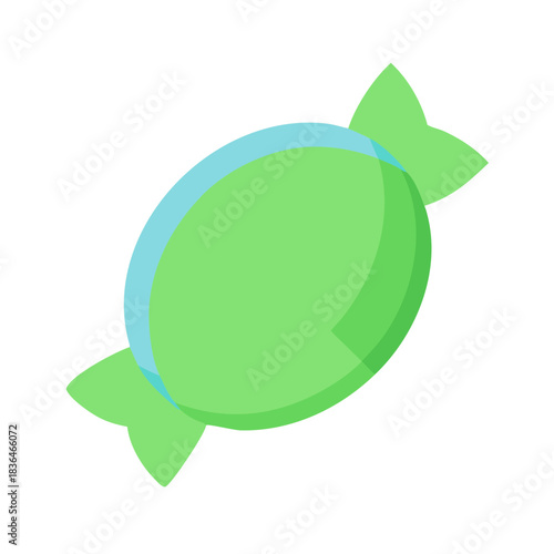 Stylized light green candy wrapped on white background illustration