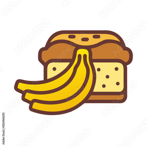 Cartoon image of banana cake isolated on white background