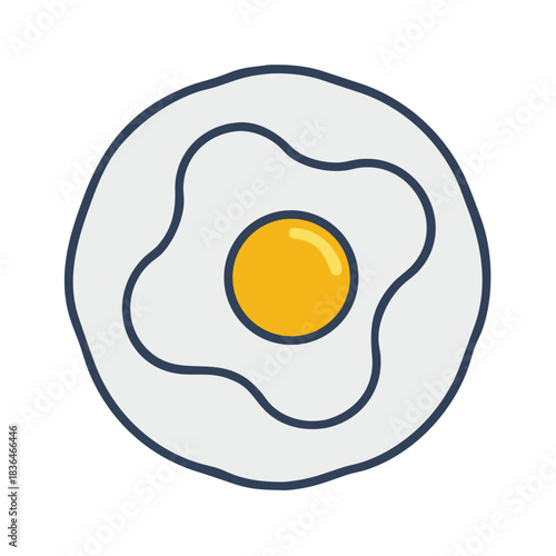 Stylized Sunny Side Up Egg Illustration on white background