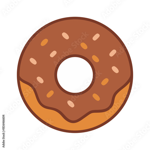 Delicious donut with chocolate frosting and colorful sprinkles