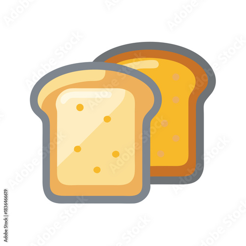 Two slices of cartoon toast on a white background