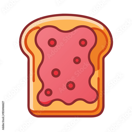 Vector illustration of bread with strawberry jam icon style