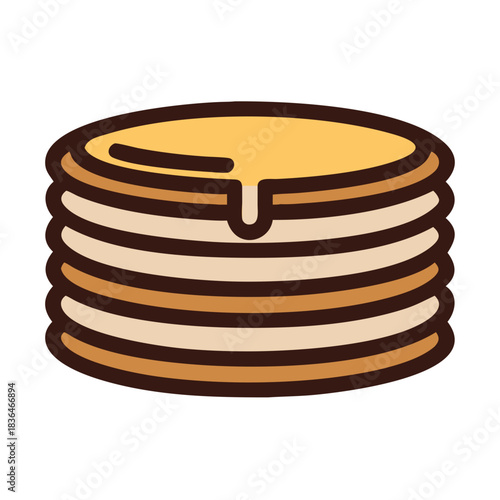 Stack of sweet pancakes with syrup, on white backdrop