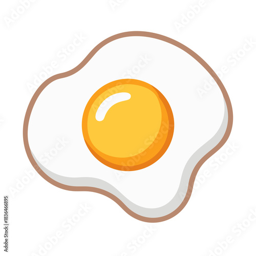 Flat lay fried egg illustration against white background
