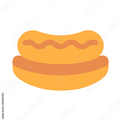 Simple flat illustration of a hotdog with mustard