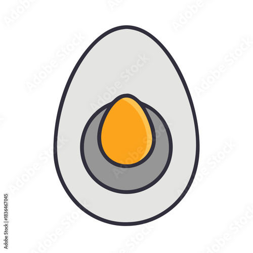 Simple vector illustration of a sliced hard boiled egg