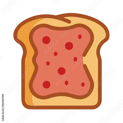 Cartoon Toast with Jam Illustration on white background