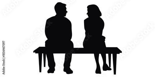 Man and woman silhouetted sitting on a bench illustrate disconnection, separation, or perhaps reflection in solitude.