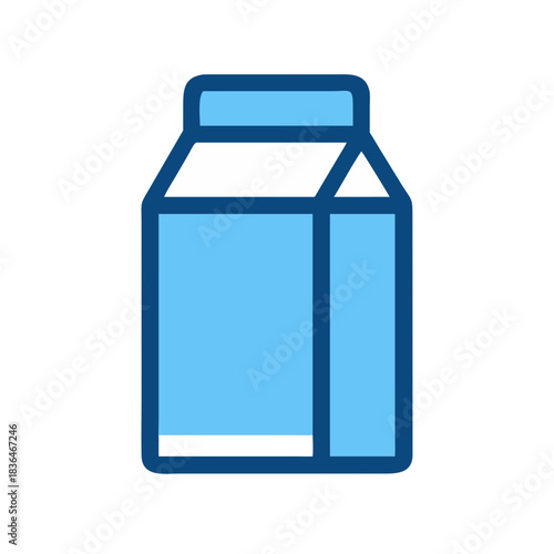 Simple flat graphic illustration of milk carton on white