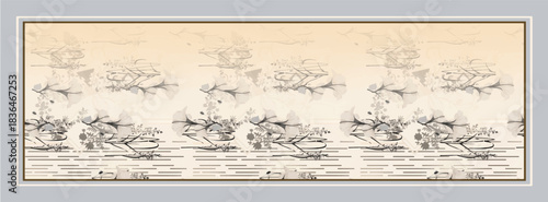 digital silk scarf design with seamless textile pattern