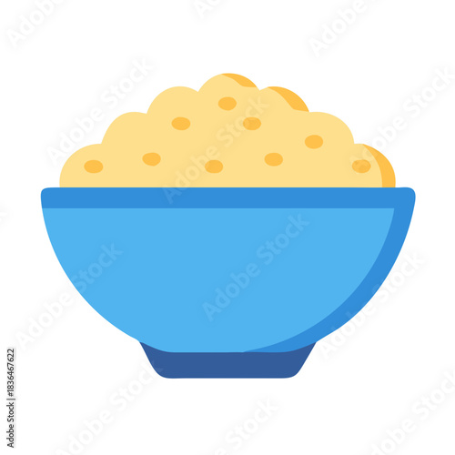 Bowl of Spotted Grain Meal, Minimalist, On white background