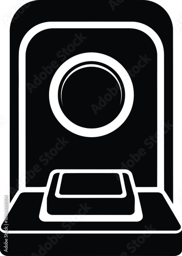 Vector Silhouette of Washing Machine Design Appliance Interior Equipment Home Domestic Laundry Washer Cleaning Tool Device Isolated on White Transparent Background